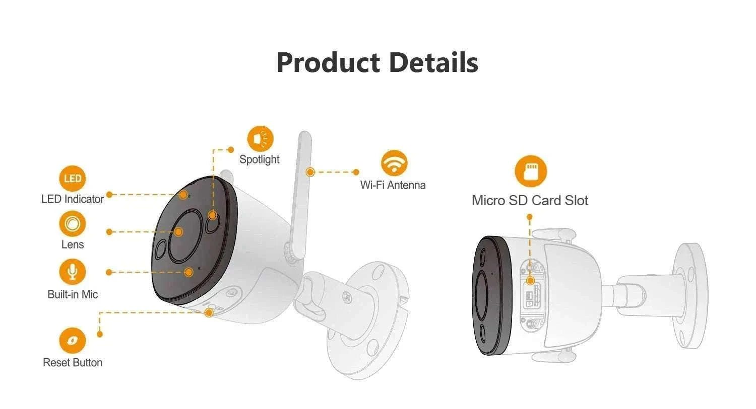 5MP Outdoor WiFi Security Camera with Spotlight & Human Detection-Bullet 2E 5MP / EU Plug / 3.6mm