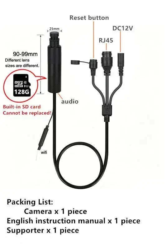 5MP PoE WiFi Mini Bullet Camera with 6x Digital Zoom-128G WIFI / 1.7mm