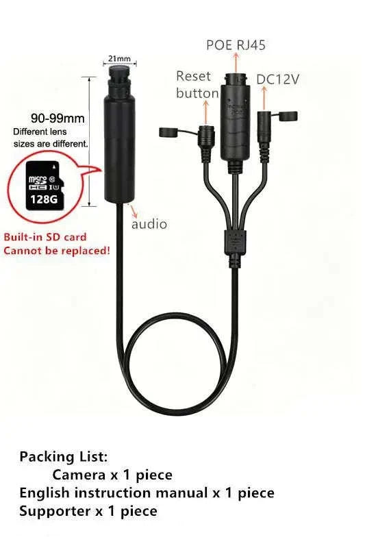 5MP PoE WiFi Mini Bullet Camera with 6x Digital Zoom-128G WIFI / 1.7mm