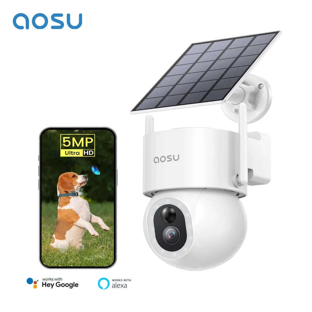 5MP Solar PTZ Outdoor Security Camera with AI Detection and Color Night Vision-1/3" / EU Plug / france