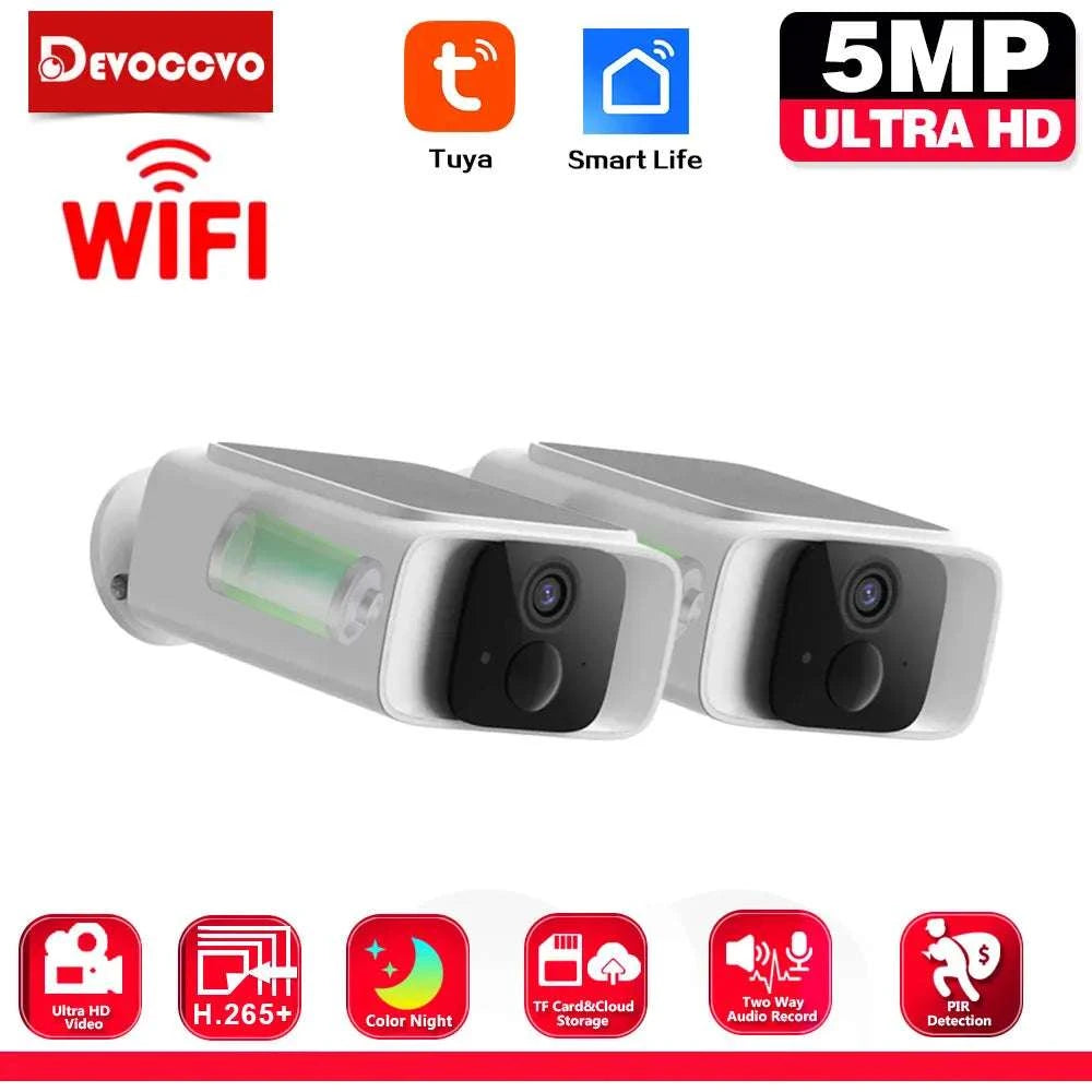 5MP Solar Security Camera Outdoor Wireless with Two-Way Audio-2 pcs cams no card