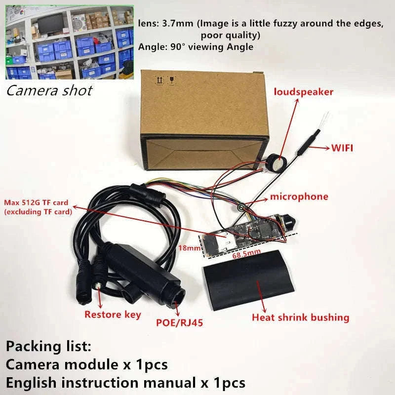 5MP WiFi Audio IP Camera Pinhole Security Module-wifi 3.7mm lens