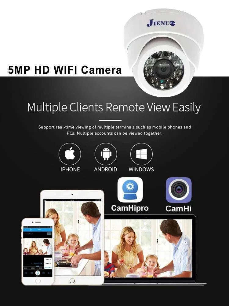 5MP WiFi Dome Security Camera with Night Vision & Motion Alerts-5MP Camera Add 128G / UK Plug / 8mm