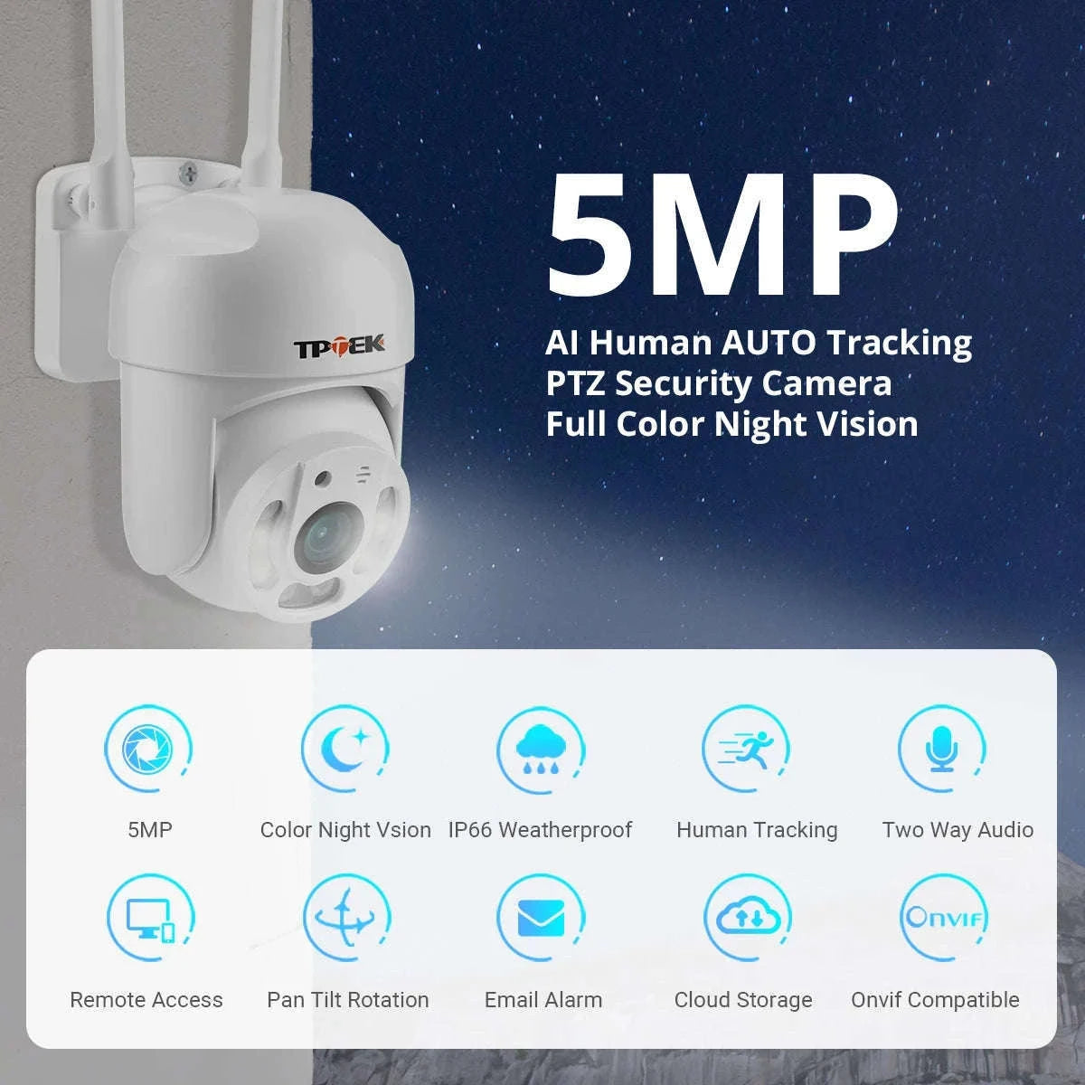 5MP WiFi PTZ Security Camera with AI Detection & Color Night Vision-5MP 32G TF Card / US Plug