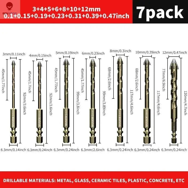 5pcs/7pcs Tile Drill Bit Set 3–12mm-5PCs