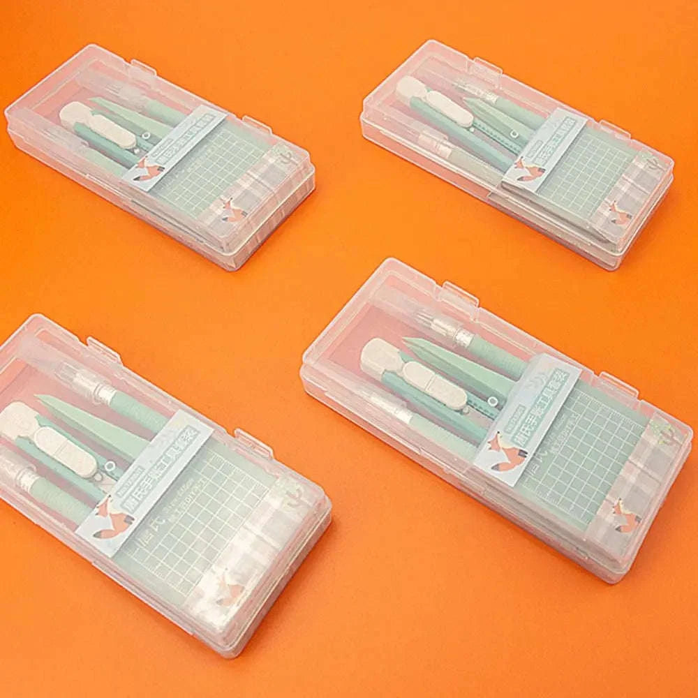 5pcs DIY Craft Cutting Tool Set with Knife, Tweezers & Mat-United States / As Shown
