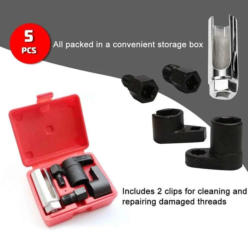 5pcs Oxygen Sensor Socket Wrench Kit for O2 Removal & Thread Repair-United States / Red