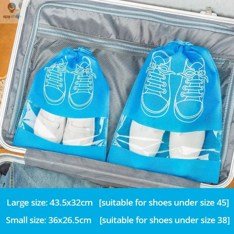 5pcs/set Shoe Storage Bag With Thickened Non-woven Fabric Strap Mouth Large Capacity Travel Waterproof Shoe Bag Moistureproof