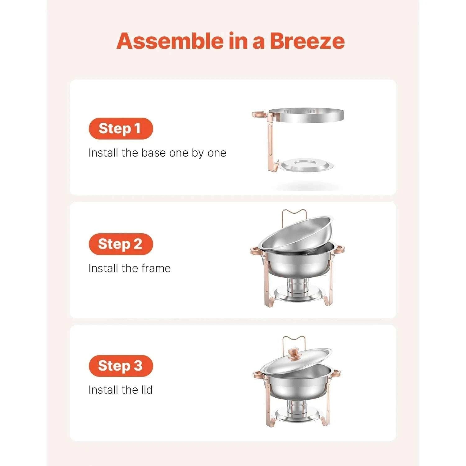 5Qt Stainless Steel Chafing Dish Set – Buffet Warmers (4 Pack)-4 pack rose gold / GERMANY
