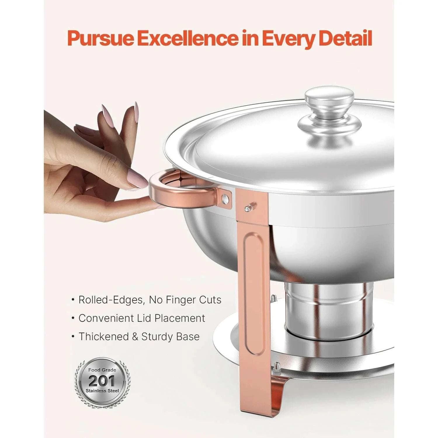 5Qt Stainless Steel Chafing Dish Set – Buffet Warmers (4 Pack)-4 pack rose gold / GERMANY