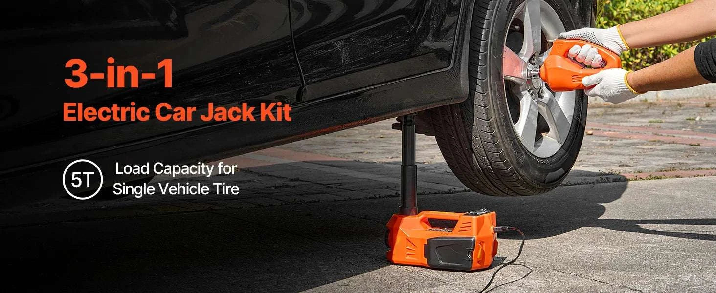 5T Electric Car Jack Kit with Inflator, Impact Wrench & LED Light-NO Impact Wrench / GERMANY