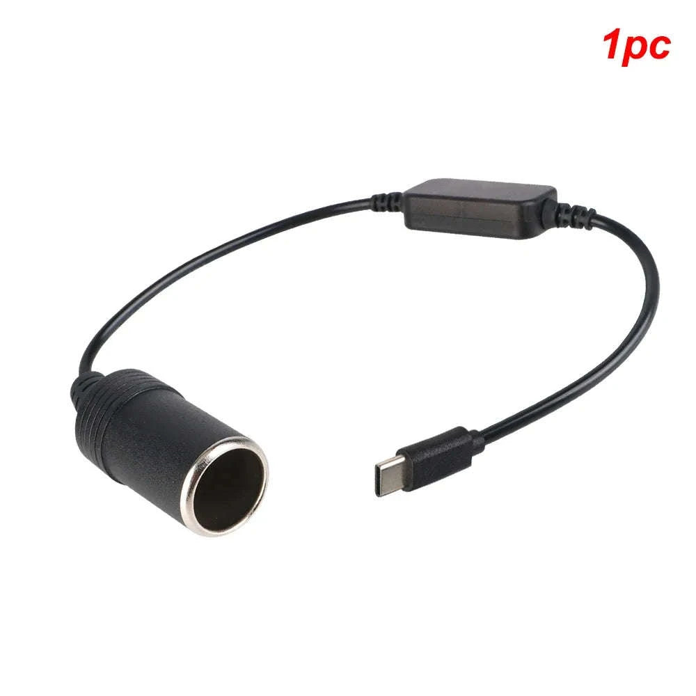 5V to 12V USB-C to Cigarette Lighter Socket Converter Cable-1pc / China Mainland