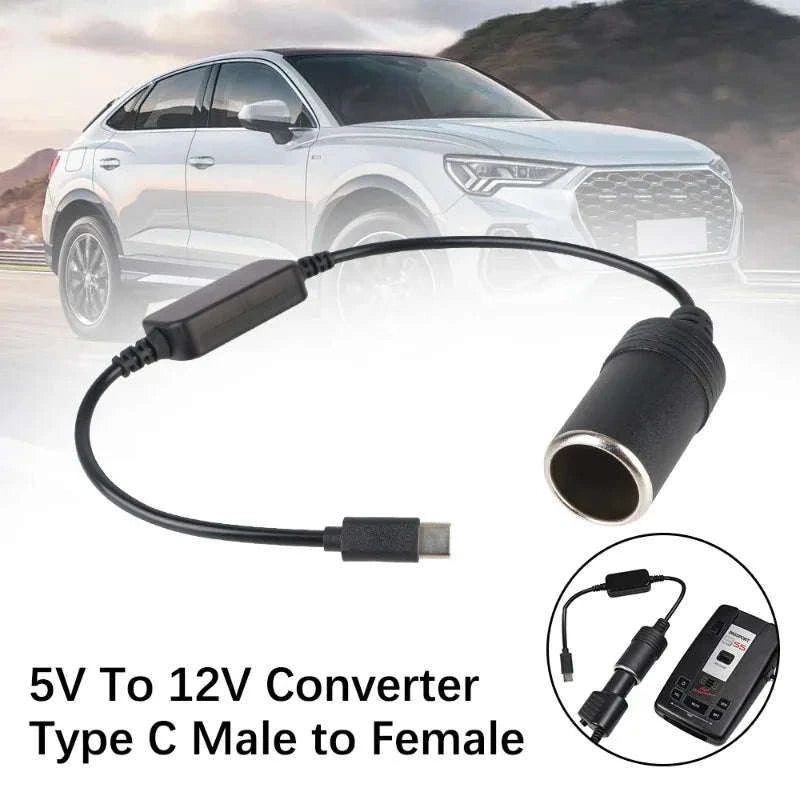 5V to 12V USB-C to Cigarette Lighter Socket Converter Cable-1pc / China Mainland