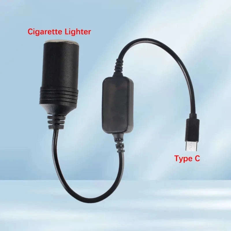 5V to 12V USB-C to Cigarette Lighter Socket Converter Cable-1pc / China Mainland