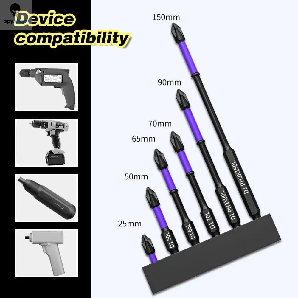 6/12 Pcs Magnetic Screwdriver Bits Non-slip Shockproof Phillips Impact Bits Hex Shank Alloy Steel Bits Suitable for Power Tools Spy-shop.com