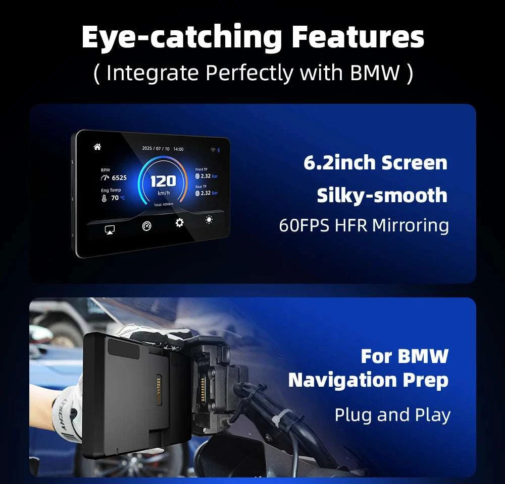 6.2" Motorcycle GPS with Wireless CarPlay & Android Auto for BMW-M13A Pro / China Mainland / None