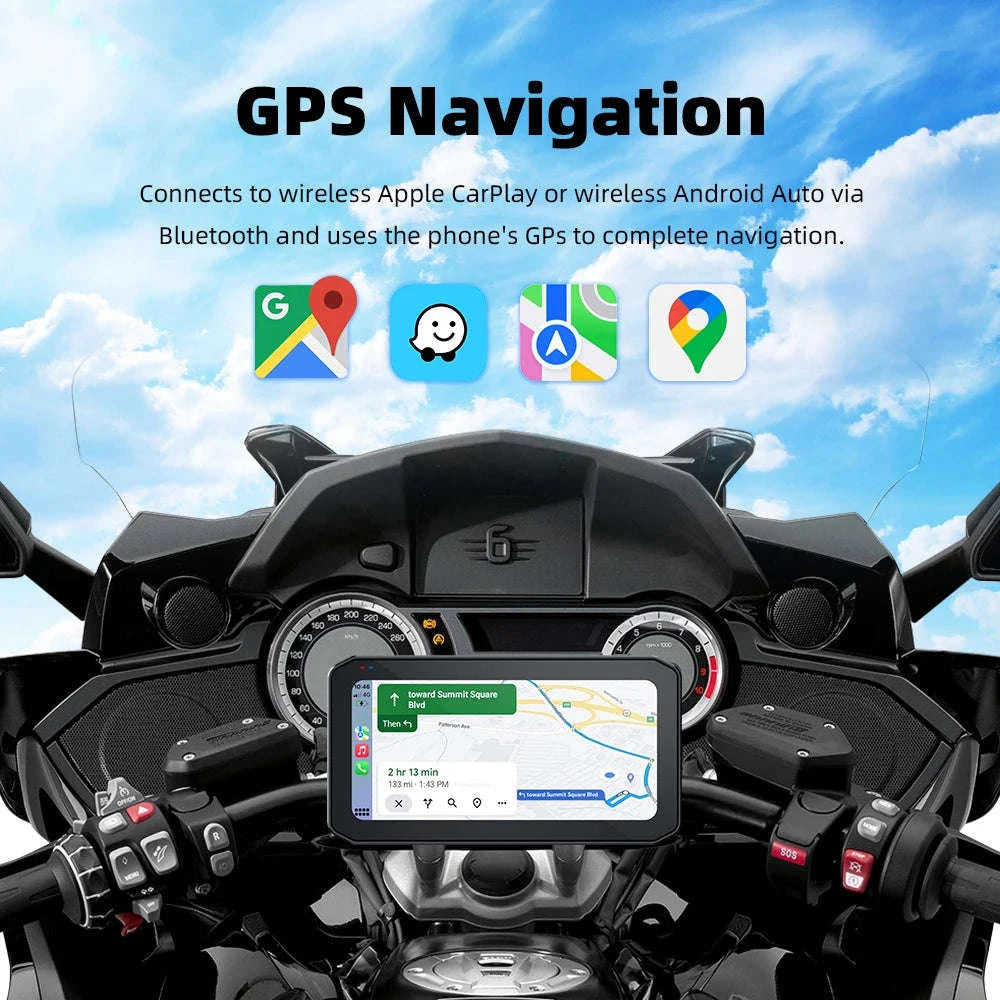 6.25" Portable Digital Motorcycle GPS Navigation Dashboard with Wireless CarPlay & Android Auto-MTC-17-DT / CHINA / None