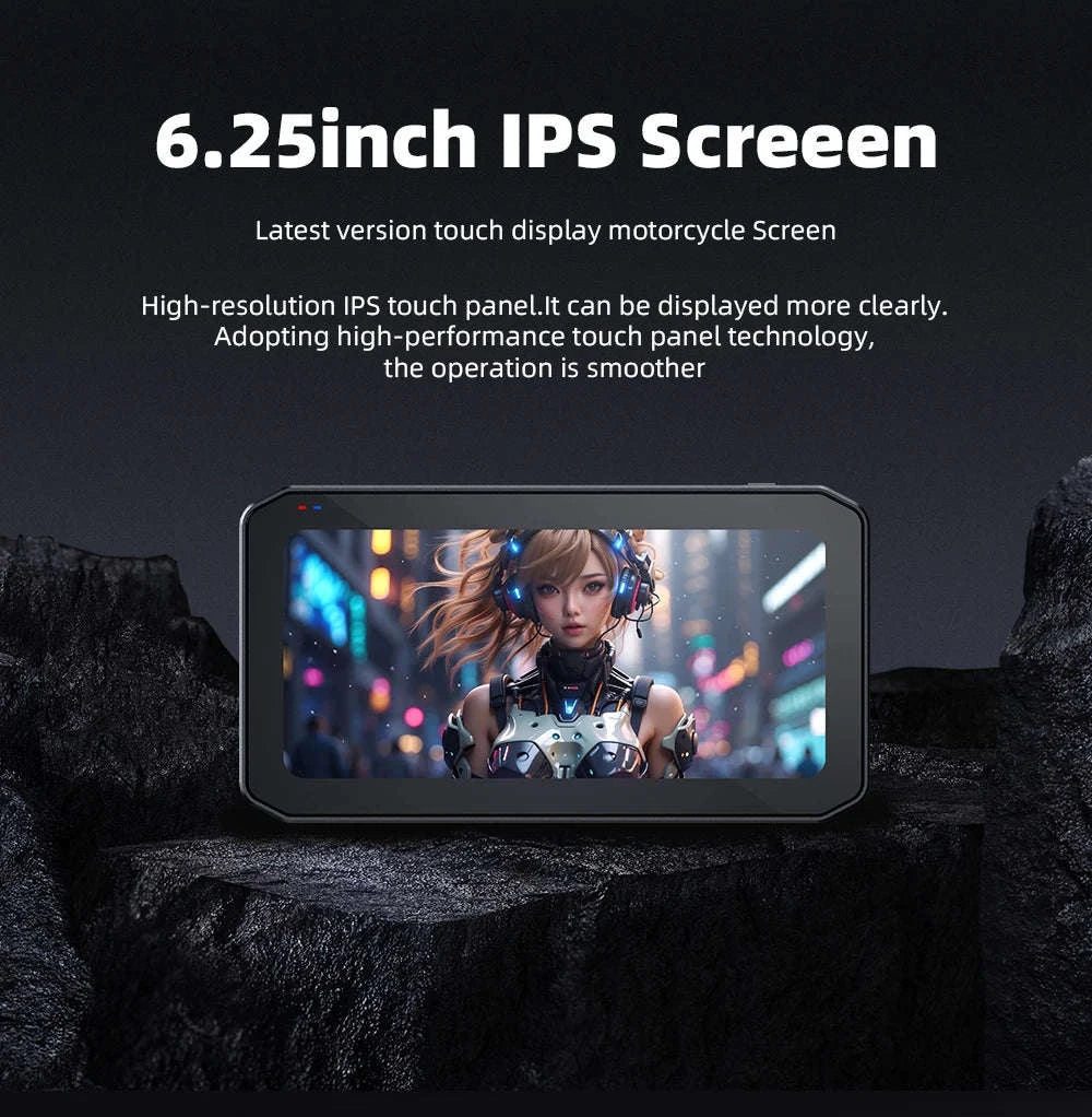 6.25" Portable Digital Motorcycle GPS Navigation Dashboard with Wireless CarPlay & Android Auto-MTC-17-DT / CHINA / None