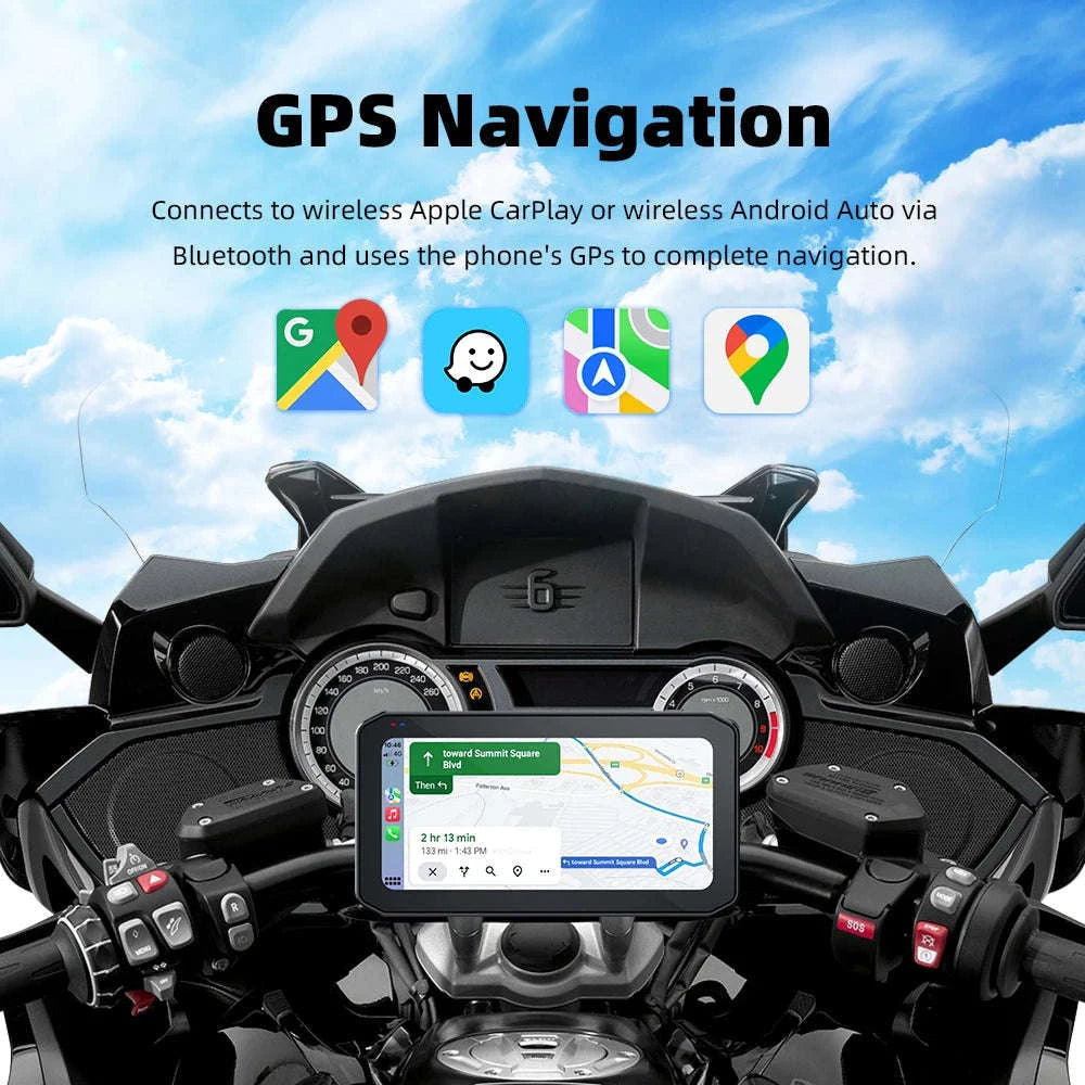 6.25" Portable Digital Motorcycle GPS Navigation Dashboard with Wireless CarPlay & Android Auto-MTC-17-DT / CHINA / None