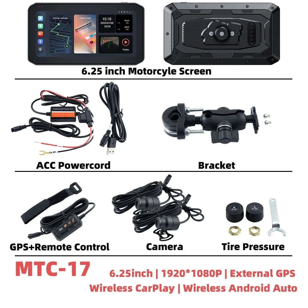 6.25" Portable Digital Motorcycle GPS Navigation Dashboard with Wireless CarPlay & Android Auto-MTC-17-DT / CHINA / None