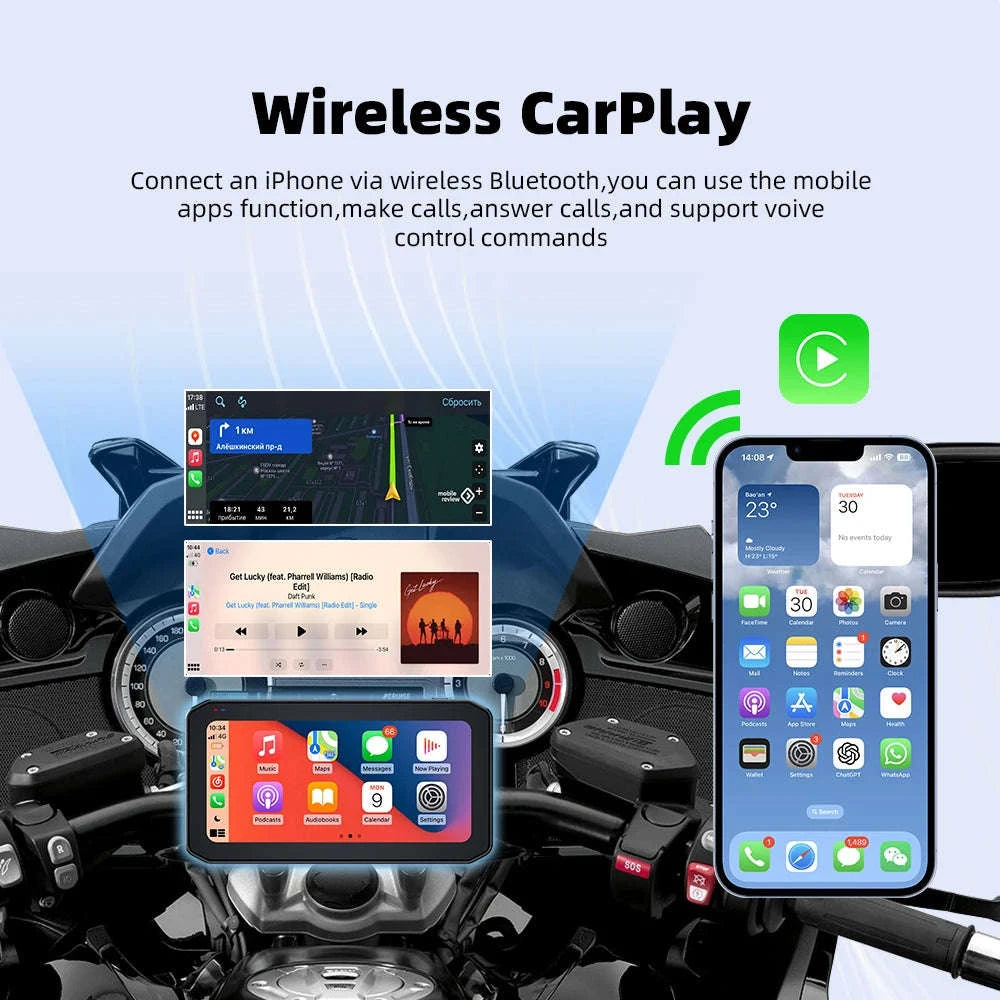 6.25" Portable Digital Motorcycle GPS Navigation Dashboard with Wireless CarPlay & Android Auto-MTC-17-DT / CHINA / None