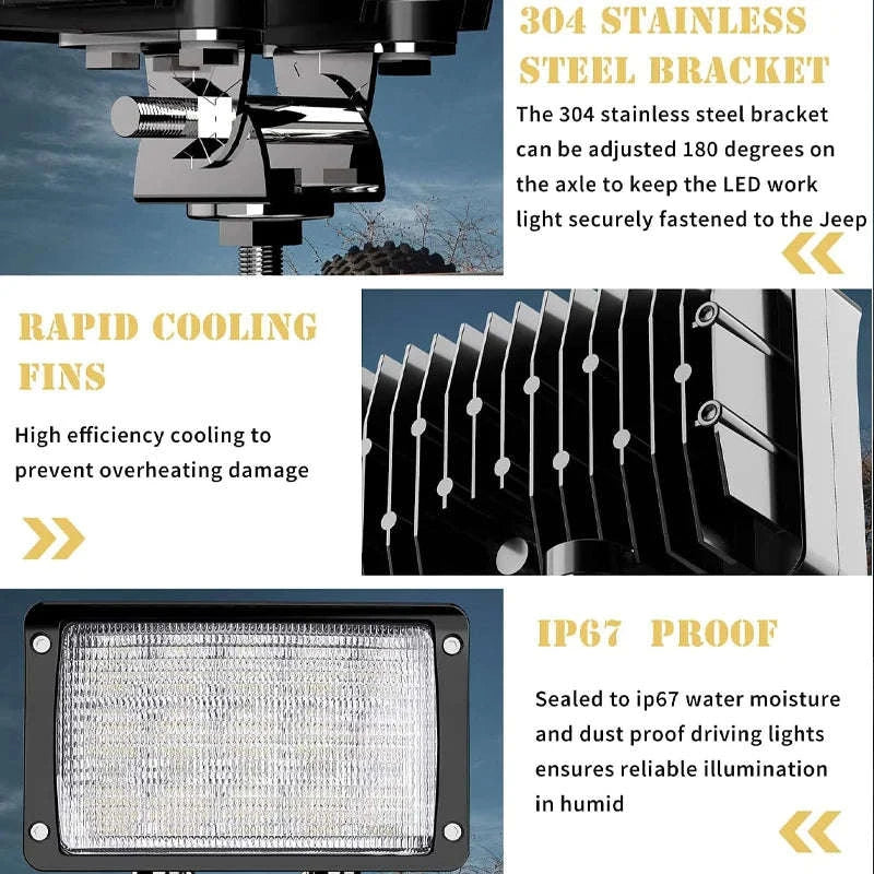 6.3 Inch 75W LED Flood Work Light 98000LM IP67-1pcs 75W