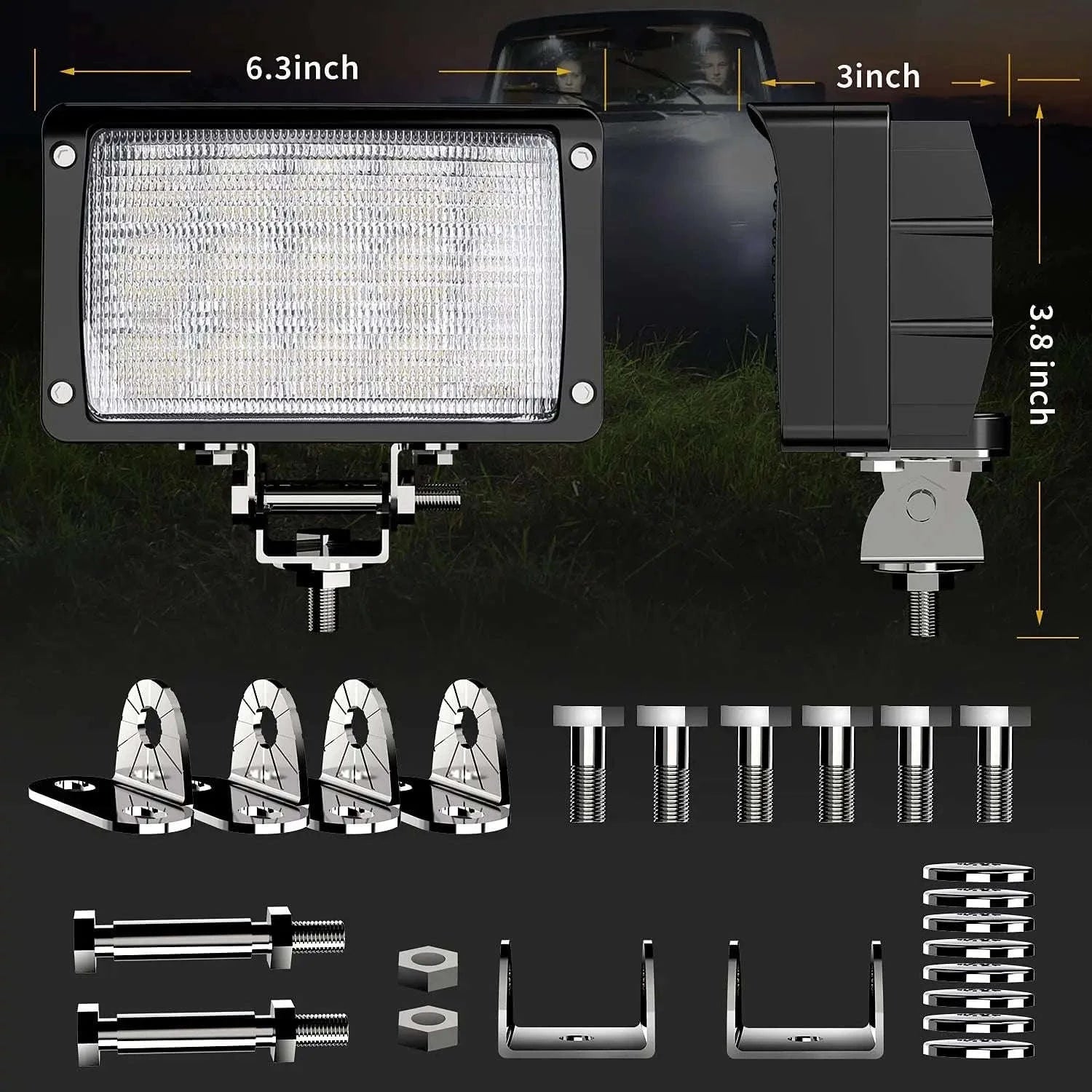 6.3 Inch 75W LED Flood Work Light 98000LM IP67-1pcs 75W