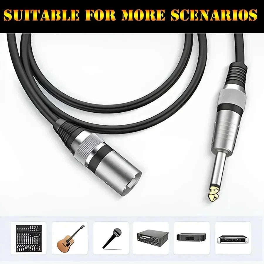 6.35mm 1/4" TS to XLR Male Microphone Cable for Amp & Mixer-Blue-TS to XLR Male / 2m