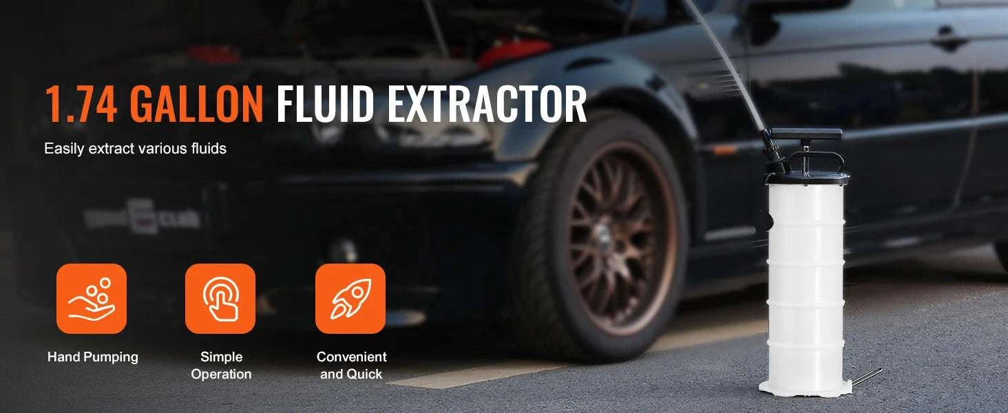 6.5L Manual Fluid Extractor Pump for Oil, Brake & Engine Fluids-6.5L / United States