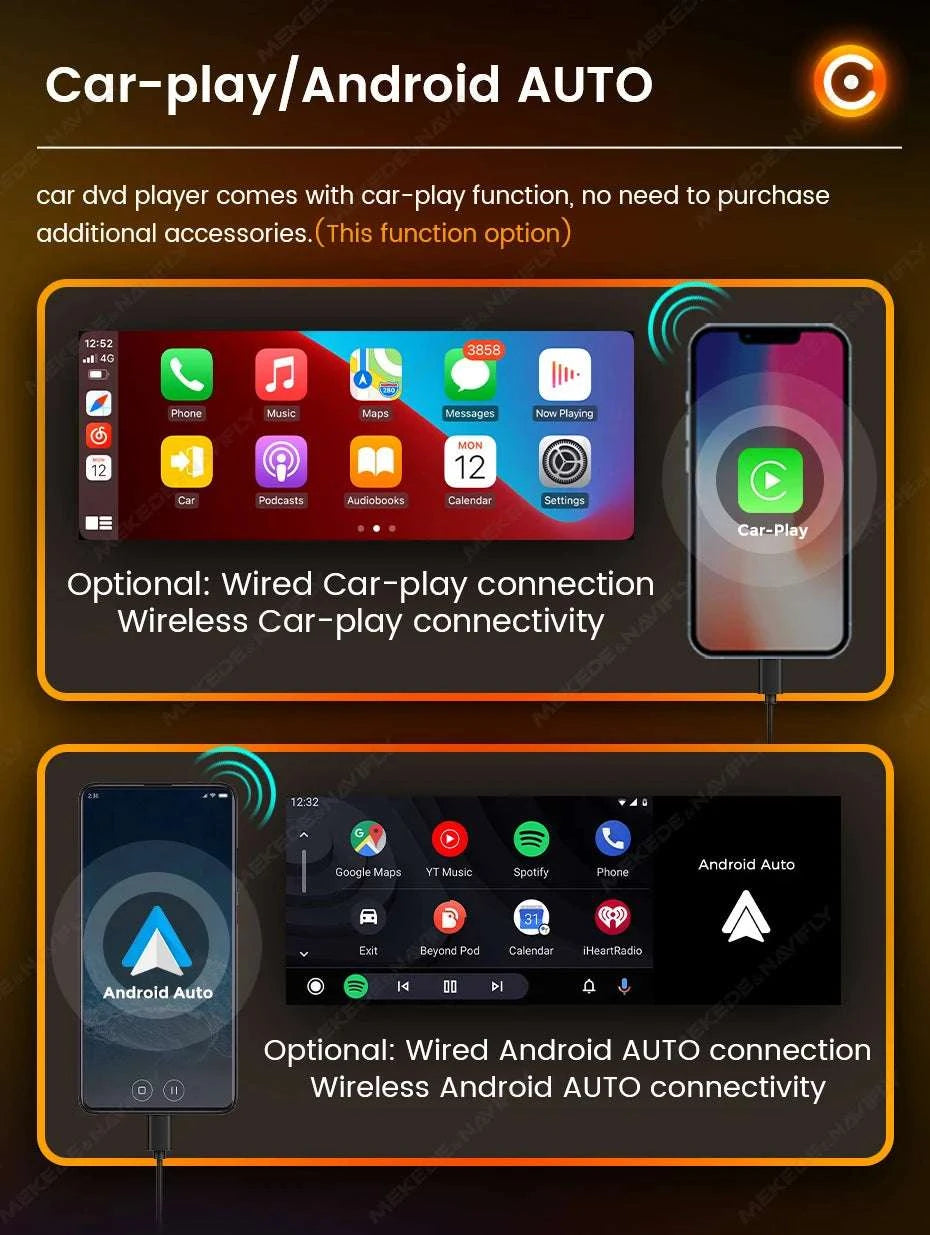 6.86" 1DIN Car Stereo with Wireless CarPlay, Android Auto & BT-OD2