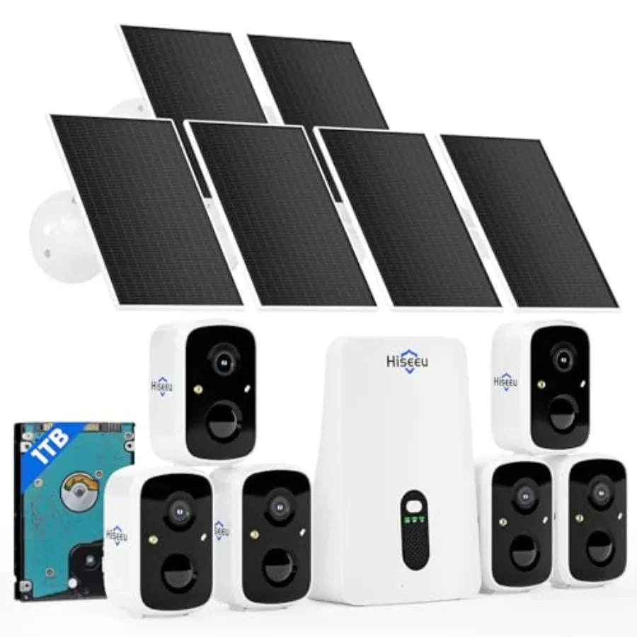 6-Camera Outdoor Solar Security Camera System, 2K Color Night Vision-United States / 6CamKit