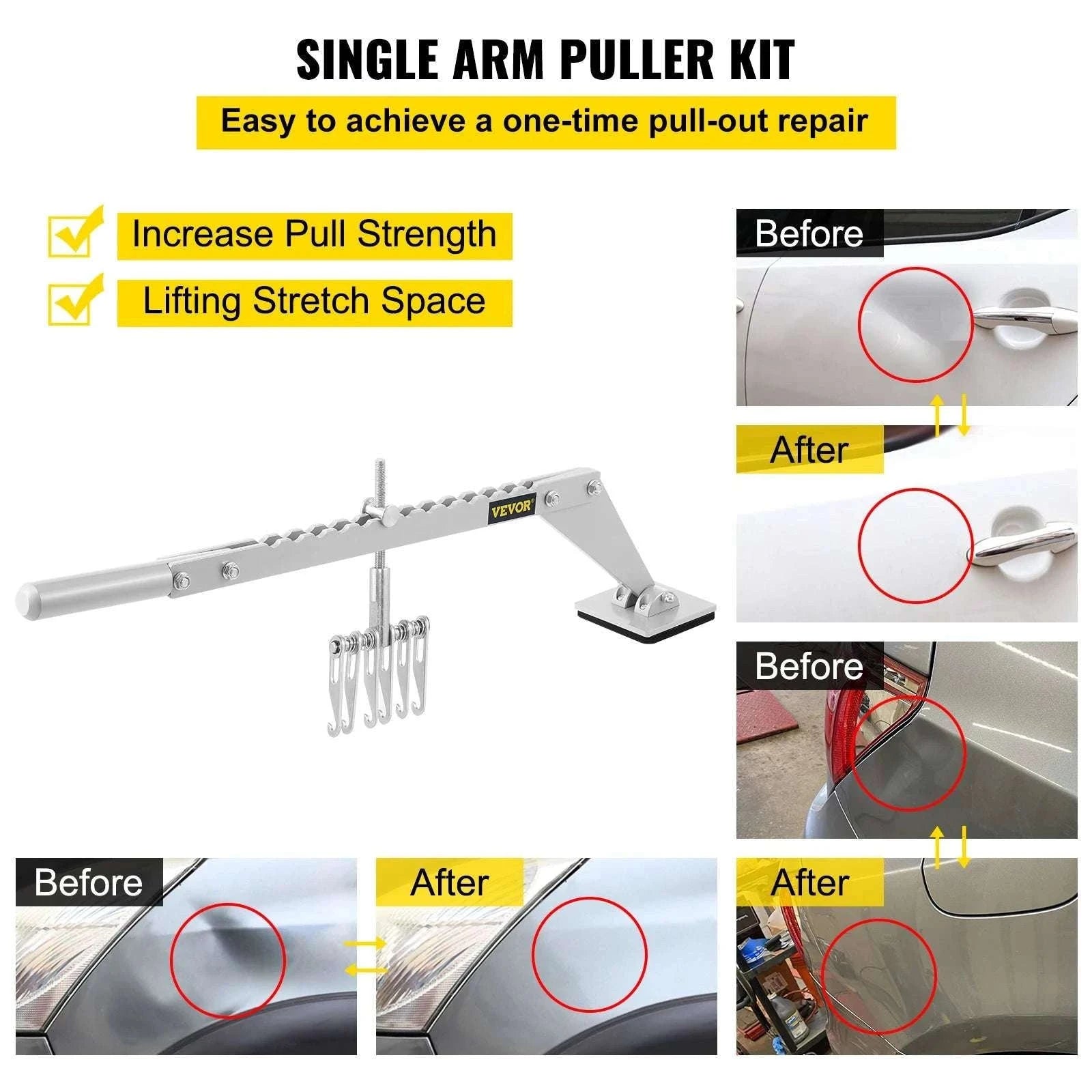 6-Claw Dent Puller Bar with Adjustable Foot for Car Repair-spain