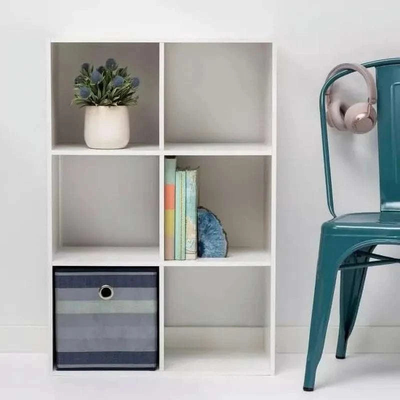 6 Cube Organizer Shelf 11" Storage Bookcase – White Wood Unit-black / United States