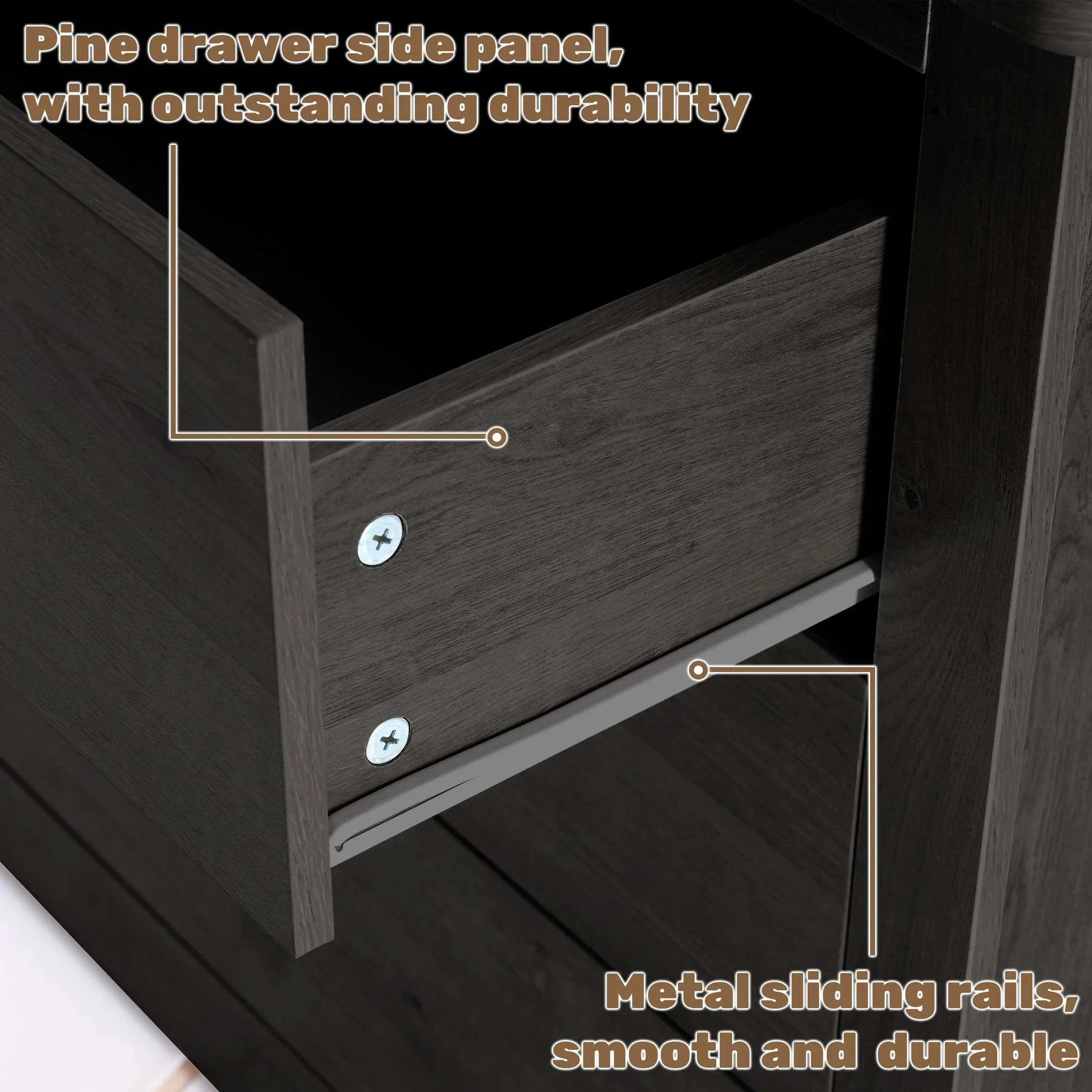 6 Drawer Wood Top Dresser with Fabric Storage for Bedroom or Living Room-black / United States