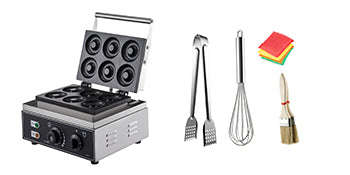 6 Hole Electric Donut Maker Stainless Steel Non-Stick Commercial Appliance-Germany