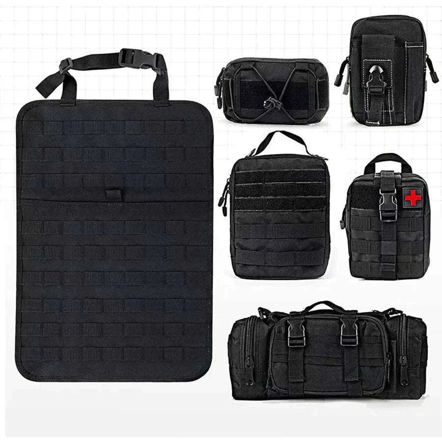 6-in-1 Car Back Seat Hanging Storage Organizer-Black