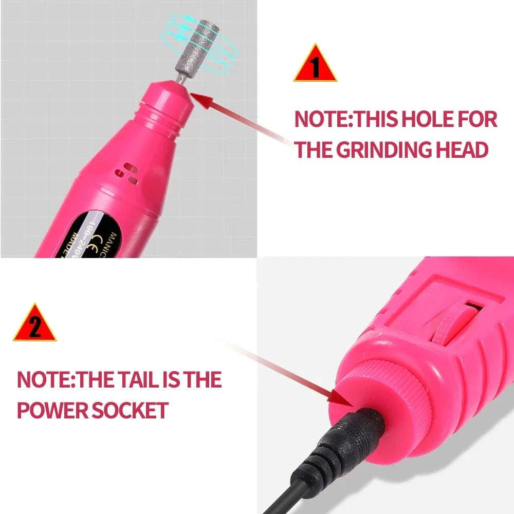 6-in-1 Electric Nail Drill Kit for At‑Home Manicures-Pink OPP Bag
