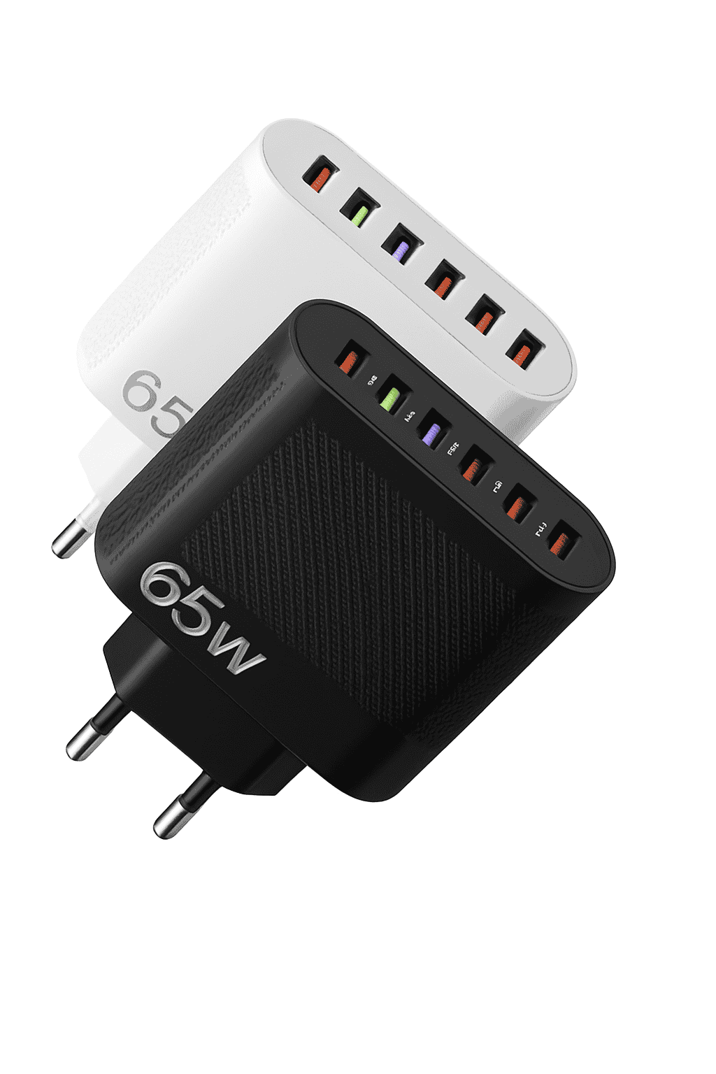 6-in-1 USB Charger with QC3.0 and PD Fast Charging-EU Black