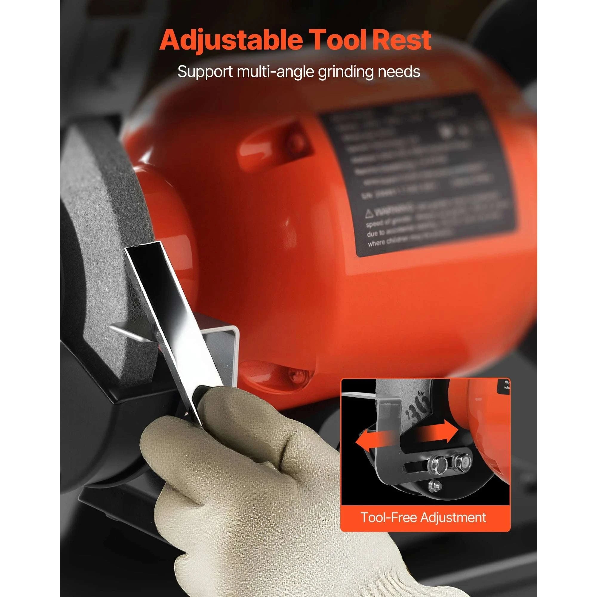 6-Inch Bench Grinder 1750RPM Low-Speed with Adjustable Tool Rest-6inch 250W 1750RPM / United States