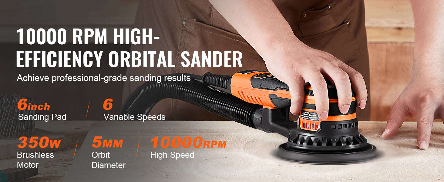 6-Inch Random Orbital Sander 350W Brushless 6-Speed-350W 6Inch / spain