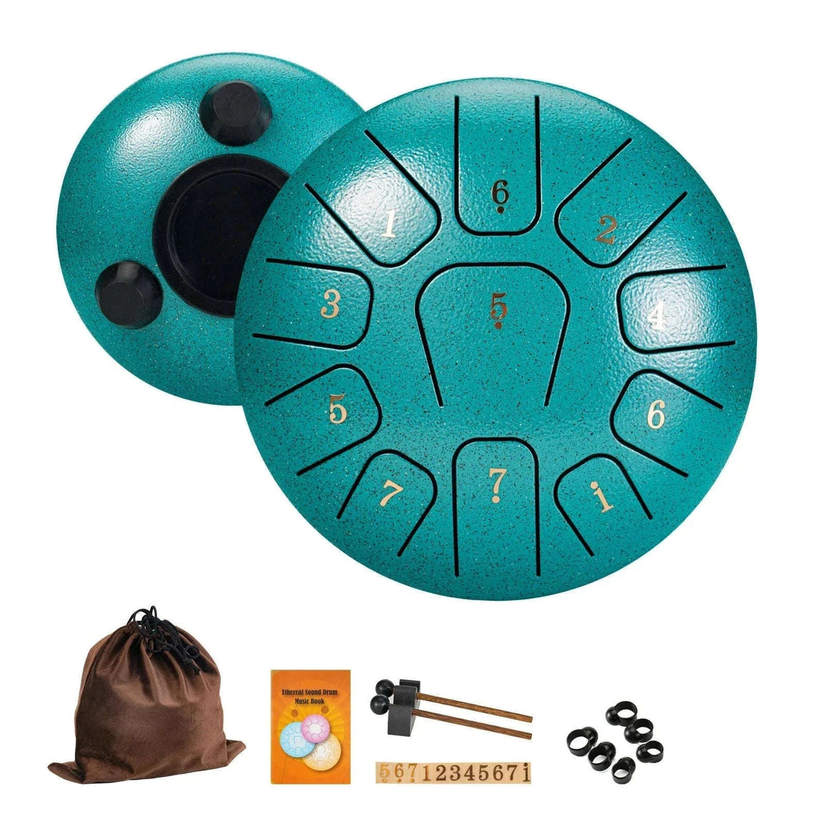 6-Inch Steel Tongue Drum Gift Set with Accessories-Yellow 6 Inchs