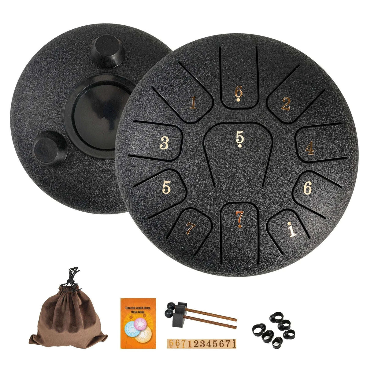 6-Inch Steel Tongue Drum Gift Set with Accessories-Yellow 6 Inchs