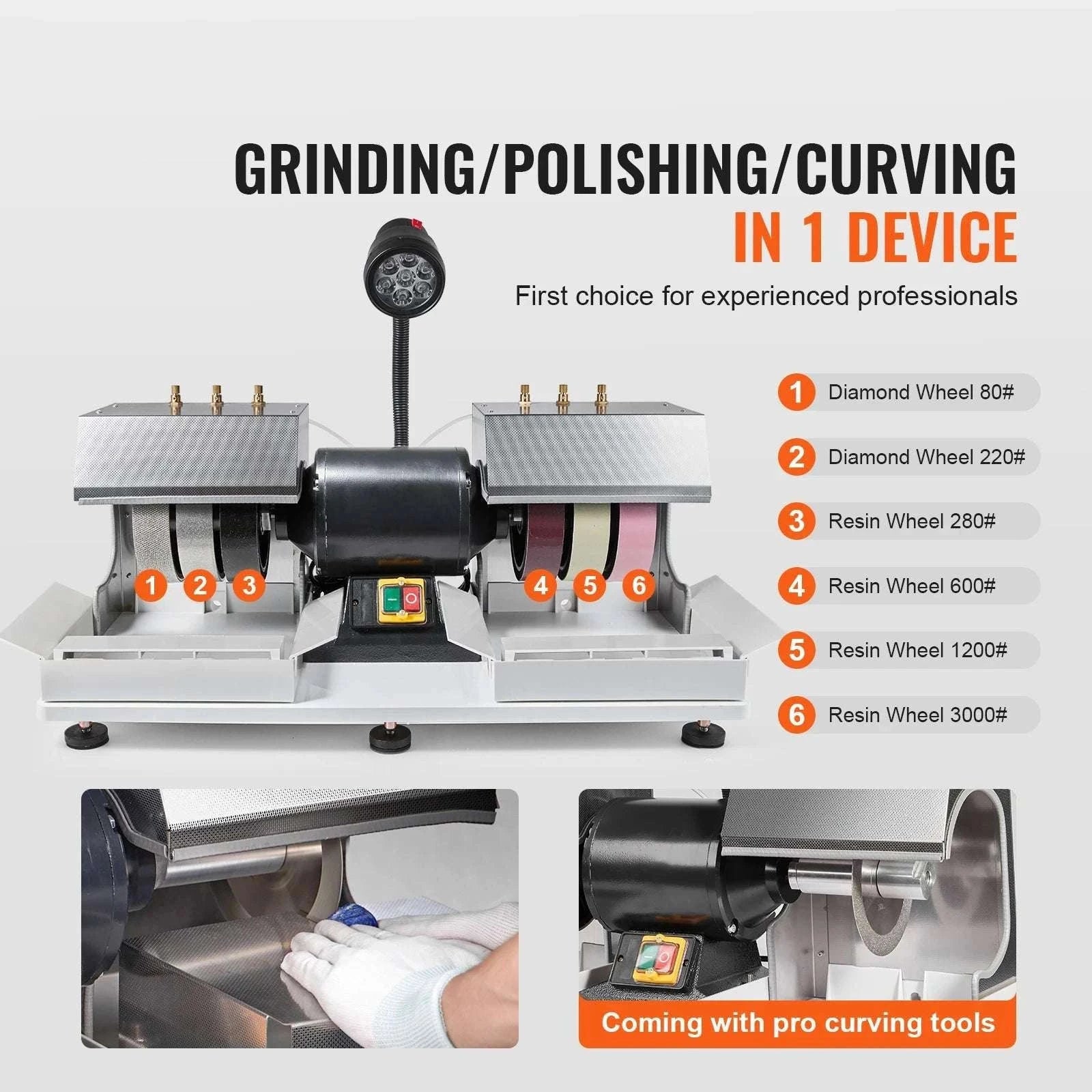 6" Lapidary Cabbing Machine 1800RPM Grinder Polisher with Water System-6inch / United States