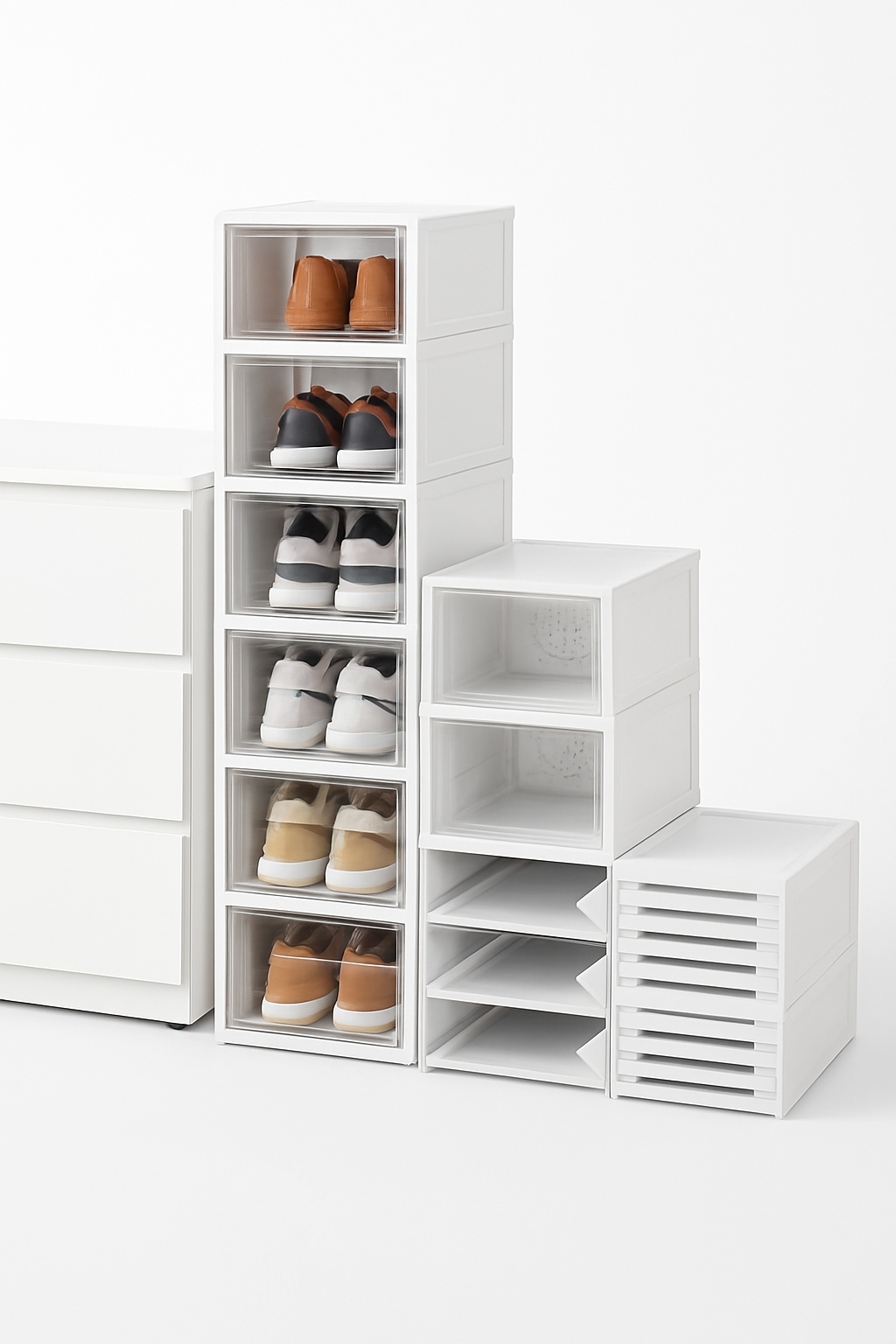 6-Layer Foldable Transparent Shoe Storage Cabinet Stackable Organizer