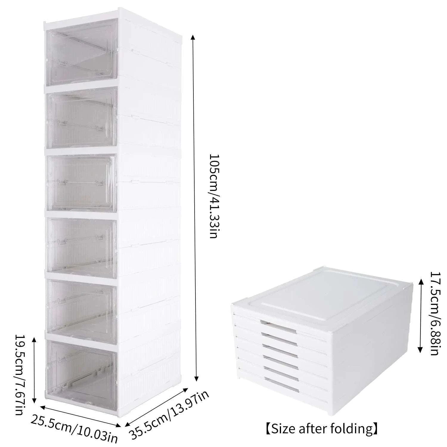 6-Layer Foldable Transparent Shoe Storage Cabinet Stackable Organizer-