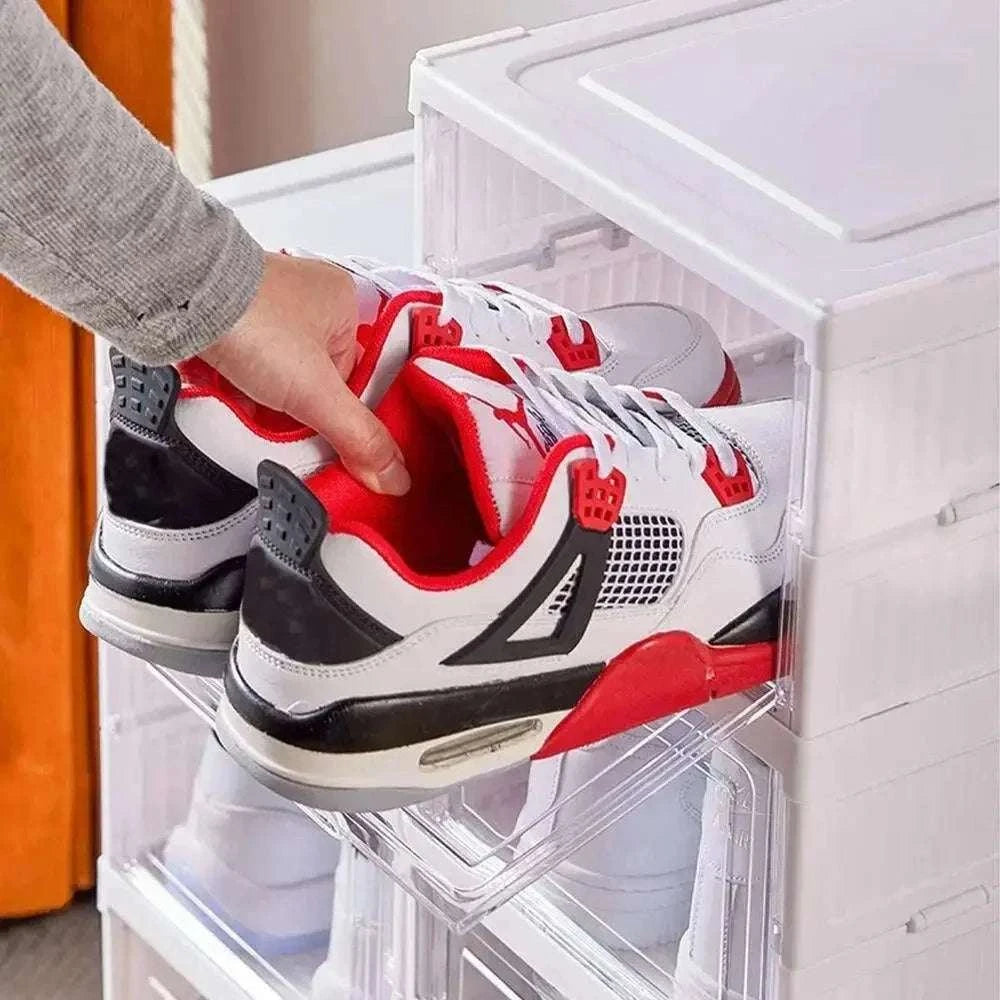 6-Layer Foldable Transparent Shoe Storage Cabinet Stackable Organizer-