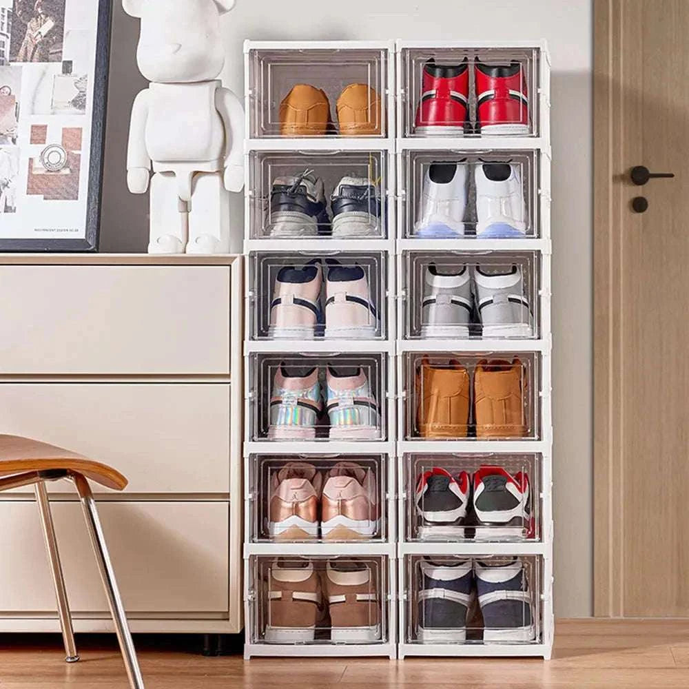 6-Layer Foldable Transparent Shoe Storage Cabinet Stackable Organizer-PL-6-Layer / france