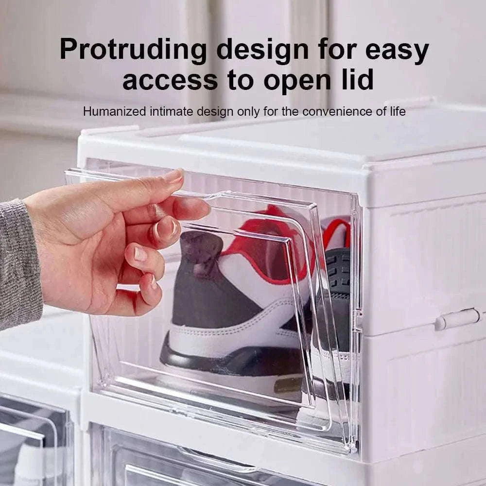6-Layer Foldable Transparent Shoe Storage Cabinet Stackable Organizer-PL-6-Layer / france