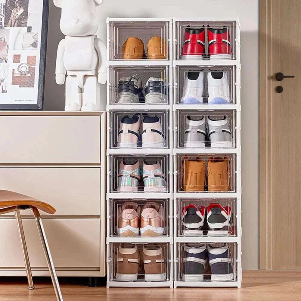 6-Layer Foldable Transparent Shoe Storage Cabinet Stackable Organizer-PL-6-Layer / france