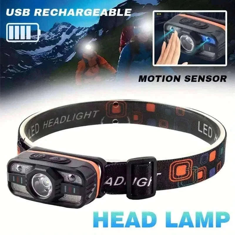 6 Lighting Modes USB Rechargeable LED Headlamp with Built-In Battery-WH0188-3PCS